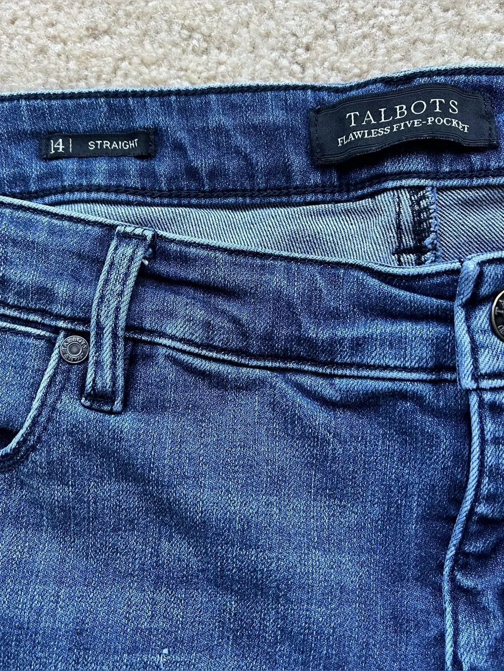 🌻Talbots Women's Flawless Five-Pocket Straight Blue Denim Jeans - 14 - VGUC